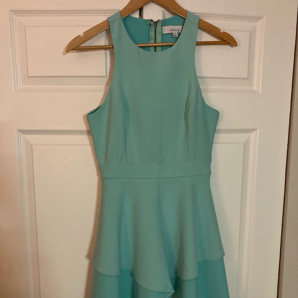 Adelyn Rae Green Fit and Flare Mini Dress